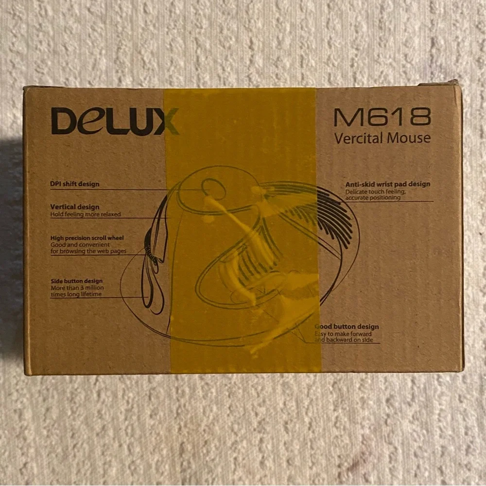 DeLUX M618 Wired Vertical Ergonomic Mouse for Medium/Large Hands Black Mouse
